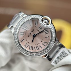 Đồng Hồ Cartier Ballon Bleu W4BB0037 Rep Cao Cấp Mặt Hồng Dây Kim Loại Xưởng AF 33mm (2)