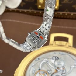 Đồng Hồ Cartier Panthere Small Model Replica 11 Nữ Mặt Xanh Dương Viền Đính Đá 23x30mm (2)