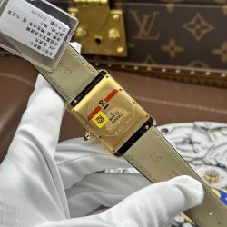 Đồng Hồ Cartier Tank Louis Fake 1 1 Mặt Trắng Vỏ Mạ Vàng 27.8×38 (2)