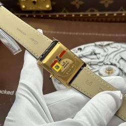 Đồng Hồ Cartier Tank Louis Fake 11 Mặt Trắng Dây Da Màu Xám 27.8×38 (2)