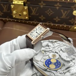 Đồng Hồ Cartier Tank Louis Fake 11 Mặt Trắng Vỏ Mạ Vàng Hồng 27.8x38 (2)