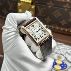 Đồng Hồ Cartier Tank Louis Fake 11 Mặt Trắng Vỏ Mạ Vàng Hồng 27.8x38 (2)