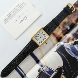 Đồng Hồ Cartier Tank Solo Replica 11 Vỏ Mạ Vàng Mặt Trắng Nhà Máy AF 41mm (2)