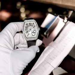 Đồng Hồ Nữ Chế Tác Franck Muller V32 Vanguard Lady Heart Màu Đen Đính Kim Cương Moissanite 36mm (2)