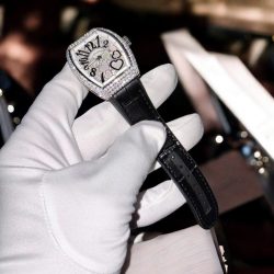 Đồng Hồ Nữ Chế Tác Franck Muller V32 Vanguard Lady Heart Màu Đen Đính Kim Cương Moissanite 36mm (2)