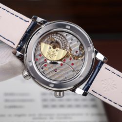 Đồng Hồ Patek Philippe Grand Complications 6104G Replica 11 Màu Xanh Dương Viền Đính Đá Đỏ 40mm (2)