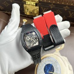 Đồng Hồ Richard Mille RM055 Chế Tác Vỏ Gốm Đen Núm Màu Đỏ Xưởng ZF 49.9×42 (2)