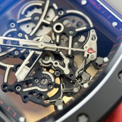 Đồng Hồ Richard Mille RM055 Chế Tác Vỏ Gốm Đen Núm Màu Đỏ Xưởng ZF 49.9×42 (2)