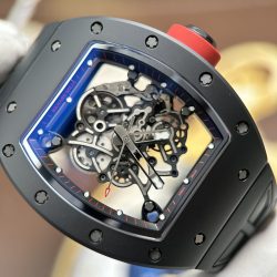 Đồng Hồ Richard Mille RM055 Chế Tác Vỏ Gốm Đen Núm Màu Đỏ Xưởng ZF 49.9×42 (2)