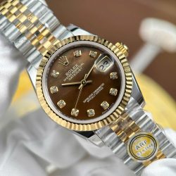 Đồng Hồ Rolex DateJust Replica 11 Mặt Khảm Xà Cừ Nâu Nhà Máy AR 31mm (2)