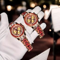 Đồng Hồ Rolex Daytona 116598SACO Leopard Họa Tiết Da Báo Chế Tác Bọc Vàng Thật 18K + Đính Kim Cương Moissanite 40mm (2)