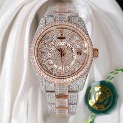 Đồng Hồ Rolex Sky-Dweller Chế Tác Đính Full Đá CZ Demi Vàng Hồng 42mm (2)