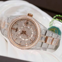 Đồng Hồ Rolex Sky-Dweller Chế Tác Đính Full Đá CZ Demi Vàng Hồng 42mm (2)