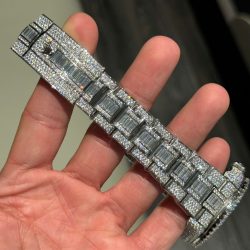 Đồng Hồ Rolex Sky-Dweller Mặt Bạc Chế Tác Đính Full Kim Cương Moissanite 42mm (2)