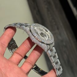 Đồng Hồ Rolex Sky-Dweller Mặt Bạc Chế Tác Đính Full Kim Cương Moissanite 42mm (2)