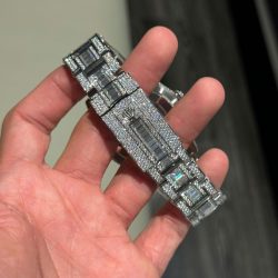 Đồng Hồ Rolex Sky-Dweller Mặt Bạc Chế Tác Đính Full Kim Cương Moissanite 42mm (2)