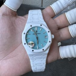 Đồng Hồ Audemars Piguet Royal Oak 15500 Chế Tác Vỏ Gốm Trắng Mặt Tiffany Xưởng APS 41mm (1)