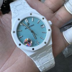 Đồng Hồ Audemars Piguet Royal Oak 15500 Chế Tác Vỏ Gốm Trắng Mặt Tiffany Xưởng APS 41mm (1)