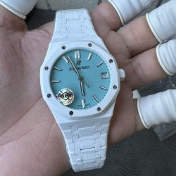 Đồng Hồ Audemars Piguet Royal Oak 15500 Chế Tác Vỏ Gốm Trắng Mặt Tiffany Xưởng APS 41mm (1)