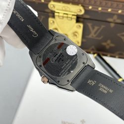 Đồng Hồ Cartier Santos Fake Cao Cấp Mặt Đen Viền Vàng Hồng Máy Cơ Tự Động 51.1×41 (2)