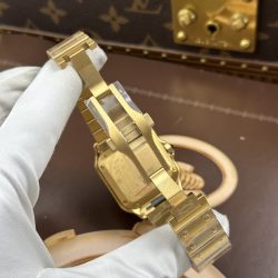 Đồng Hồ Cartier Santos Nữ Chế Tác Mạ Vàng Viền Đính Đá Nhà Máy BV 35mm (2)