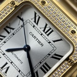 Đồng Hồ Cartier Santos Nữ Chế Tác Mạ Vàng Viền Đính Đá Nhà Máy BV 35mm (2)