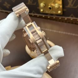 Đồng Hồ Cartier Santos Nữ Replica 11 Vỏ Mạ Vàng Hồng Viền Đính Đá Nhà Máy BV 35mm (2)