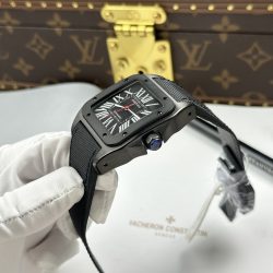 Đồng Hồ Cartier Santos Replica 11 Màu Đen Máy Cơ Tự Động 51.1x41 (2)
