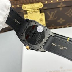 Đồng Hồ Cartier Santos Replica Cao Cấp Mặt Đen Viền Vàng Máy Cơ Tự Động 51.1×41 (2)