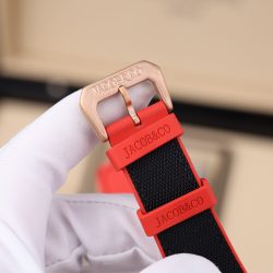 Đồng Hồ Jacob & Co Replica 11 CR7 Epic X Flight Of CR7 Màu Đỏ Viền Đính Đá Baguette 44mm (2)