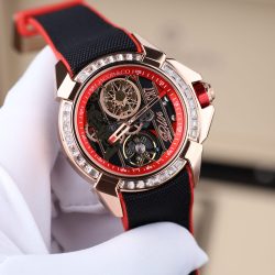Đồng Hồ Jacob & Co Replica 11 CR7 Epic X Flight Of CR7 Màu Đỏ Viền Đính Đá Baguette 44mm (2)