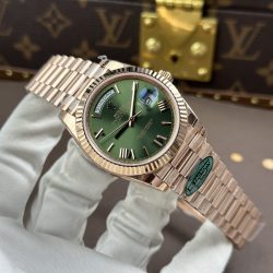 Đồng Hồ Nam Rolex Day-Date Chế Tác Mặt Xanh Lá Cây Bộ Máy Calibre 3255 Nhà Máy RC 40mm (2)