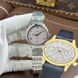 Đồng Hồ Omega De Ville Prestige Chế Tác Mặt Số Màu Hồng Phun Cát 34mm (2)