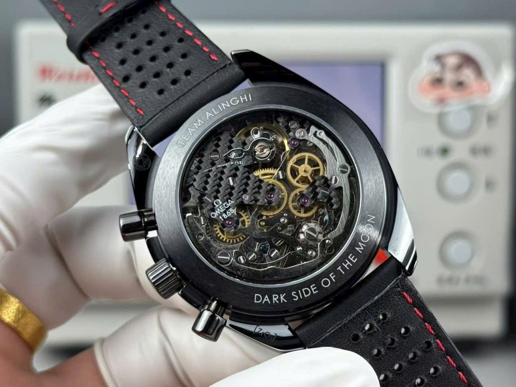 Đồng Hồ Omega Replica 11 Speedmaster Dark Side of the Moon Vỏ Gốm Đen Dây Da 44mm (1)