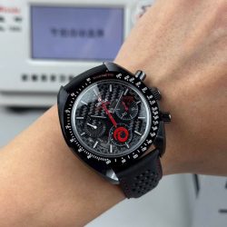 Đồng Hồ Omega Replica 11 Speedmaster Dark Side of the Moon Vỏ Gốm Đen Dây Da 44mm (1)