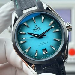 Đồng Hồ Omega Seamaster Co-Axial Replica 11 Mặt Xanh Lục Lam Dây Cao Su Xưởng VS 41mm (2)