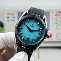 Đồng Hồ Omega Seamaster Co-Axial Replica 11 Mặt Xanh Lục Lam Dây Cao Su Xưởng VS 41mm (2)