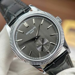 Đồng Hồ Patek Philippe Calatrava 6119 Rep Cao Cấp Mặt Xám Dây Da Màu Đen 39mm (2)