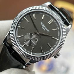 Đồng Hồ Patek Philippe Calatrava 6119 Rep Cao Cấp Mặt Xám Dây Da Màu Đen 39mm (2)
