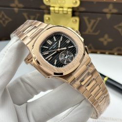 Đồng Hồ Patek Philippe Nautilus 5980 Replica 11 Mặt Đen Vỏ Mạ Vàng Hồng 40mm (2)