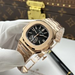 Đồng Hồ Patek Philippe Nautilus 5980 Replica 11 Mặt Đen Vỏ Mạ Vàng Hồng 40mm (2)