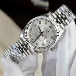 Đồng Hồ Rolex DateJust Nữ Replica 11 Mặt Bạc Máy Cơ Thuỵ Sỹ Nhà Máy THB 31mm (2)