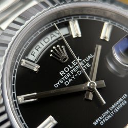Đồng Hồ Rolex Day-Date Chế Tác Mặt Đen Cọc Số Đá Baguette Bộ Chuyển Động Calibre 3255 Xưởng RC 40mm (2)