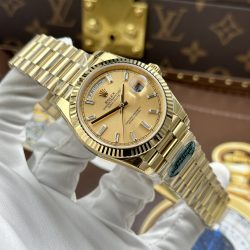 Đồng Hồ Rolex Day-Date Chế Tác Mặt Vàng Champagne Máy Calibre 3255 Super Clone Nhà Máy RC 40mm (2)
