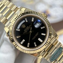 Đồng Hồ Rolex Day-Date Nam Chế Tác Mặt Đen Máy Calibre 3255 Super Clone Nhà Máy RC 40mm (2)