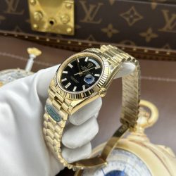 Đồng Hồ Rolex Day-Date Nam Chế Tác Mặt Đen Máy Calibre 3255 Super Clone Nhà Máy RC 40mm (2)