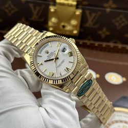 Đồng Hồ Rolex Day-Date Replica 11 Mặt Trắng Sứ Máy Calibre 3255 Super Clone Nhà Máy RC 40mm (10)