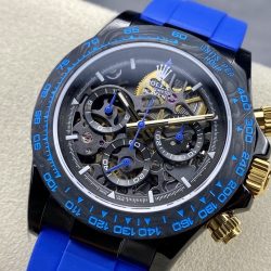 Đồng Hồ Rolex Daytona By Blaken Chế Tác Mặt Lộ Cơ Dây Cao Su Màu Xanh Dương 40mm (2)