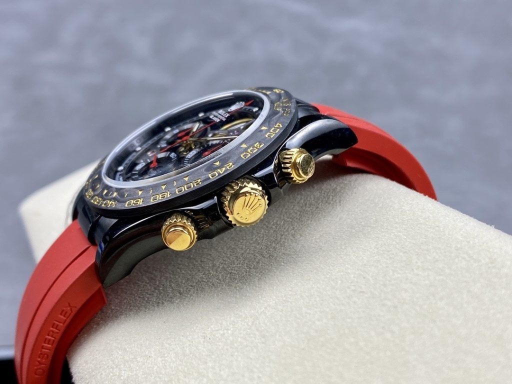 Đồng Hồ Rolex Daytona By Blaken Rep Cao Cấp Mặt Lộ Cơ Dây Cao Su Màu Đỏ 40mm (2)