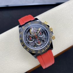 Đồng Hồ Rolex Daytona By Blaken Rep Cao Cấp Mặt Lộ Cơ Dây Cao Su Màu Đỏ 40mm (2)
